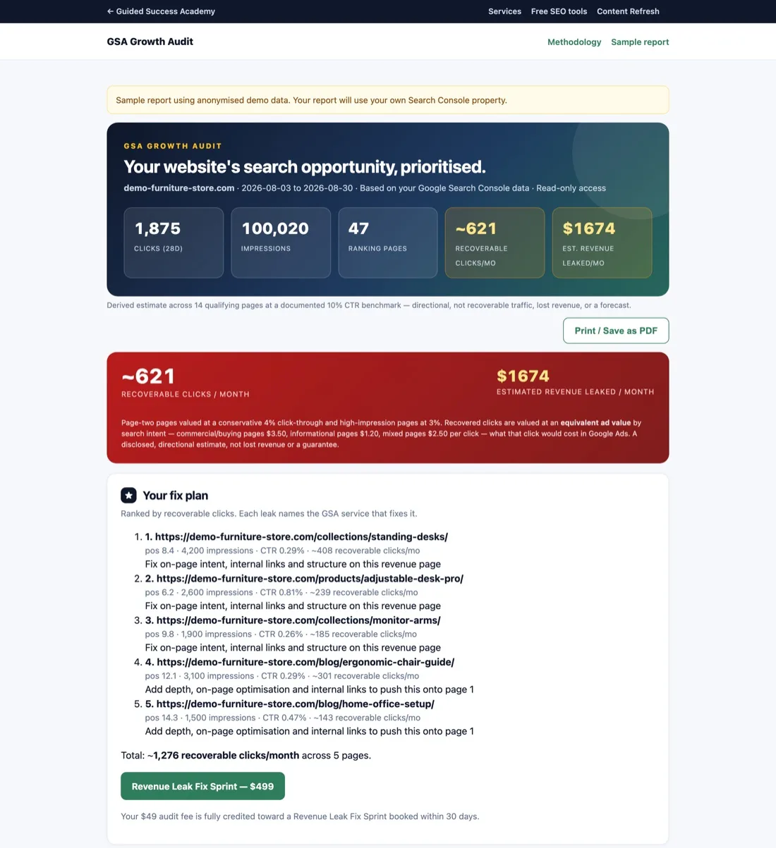 Revenue-Leak Audit sample report